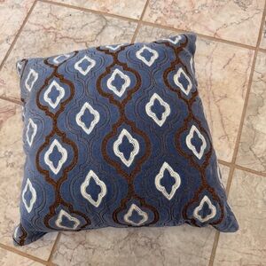 Target Blue Velvet Boho Throw Pillow — 17" Gold & White Thread Celestial Design